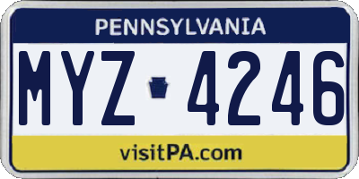 PA license plate MYZ4246