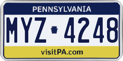 PA license plate MYZ4248