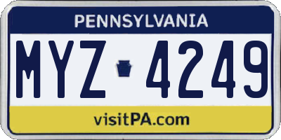 PA license plate MYZ4249