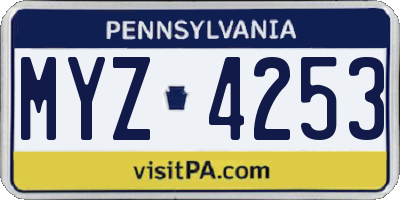 PA license plate MYZ4253