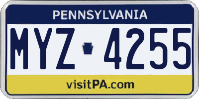 PA license plate MYZ4255