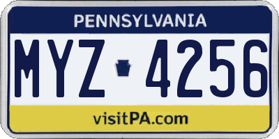PA license plate MYZ4256