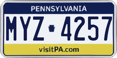 PA license plate MYZ4257