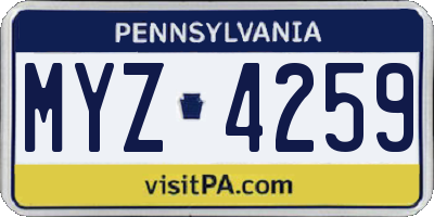 PA license plate MYZ4259