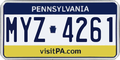 PA license plate MYZ4261