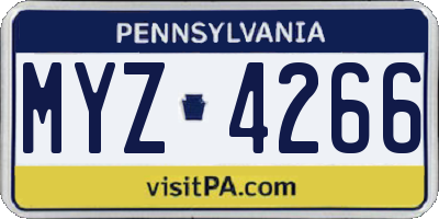 PA license plate MYZ4266