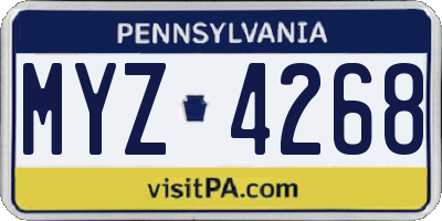 PA license plate MYZ4268