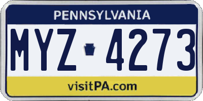 PA license plate MYZ4273