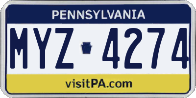 PA license plate MYZ4274