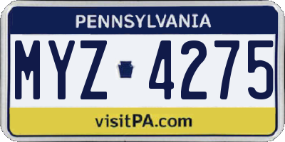 PA license plate MYZ4275