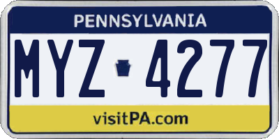 PA license plate MYZ4277
