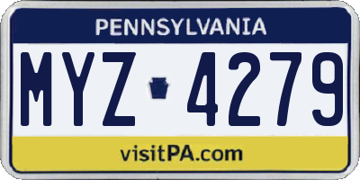 PA license plate MYZ4279