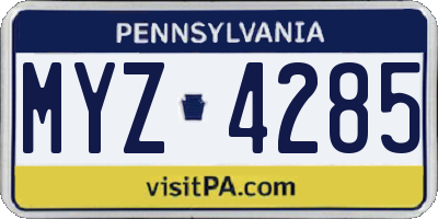 PA license plate MYZ4285