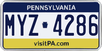 PA license plate MYZ4286