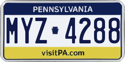 PA license plate MYZ4288