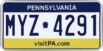 PA license plate MYZ4291