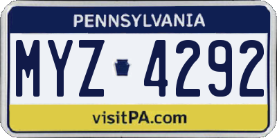 PA license plate MYZ4292
