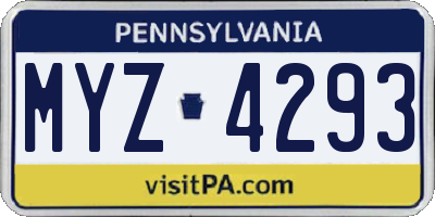PA license plate MYZ4293
