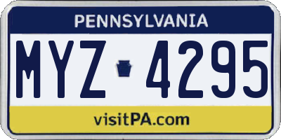 PA license plate MYZ4295