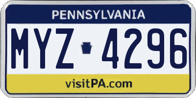 PA license plate MYZ4296