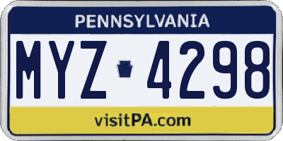 PA license plate MYZ4298