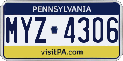 PA license plate MYZ4306