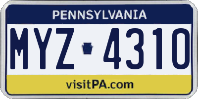 PA license plate MYZ4310