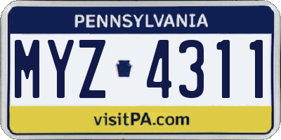 PA license plate MYZ4311