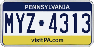 PA license plate MYZ4313