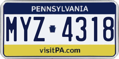 PA license plate MYZ4318