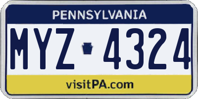 PA license plate MYZ4324