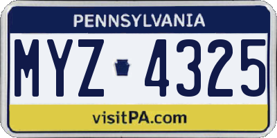 PA license plate MYZ4325