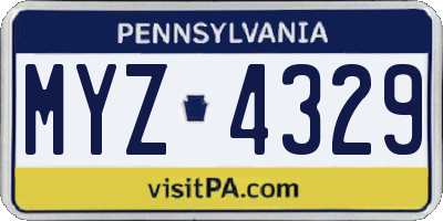 PA license plate MYZ4329