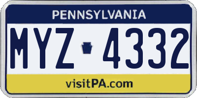 PA license plate MYZ4332