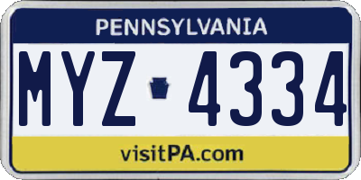 PA license plate MYZ4334