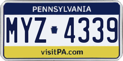 PA license plate MYZ4339