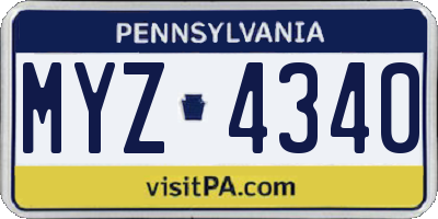 PA license plate MYZ4340