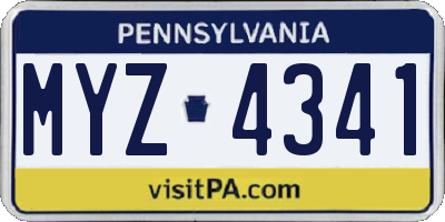 PA license plate MYZ4341