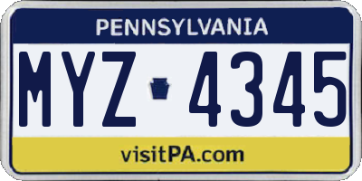 PA license plate MYZ4345