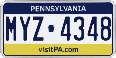 PA license plate MYZ4348