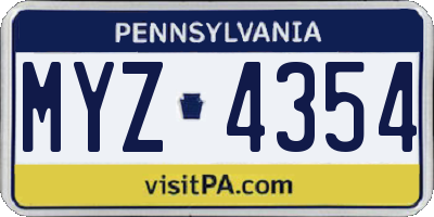 PA license plate MYZ4354