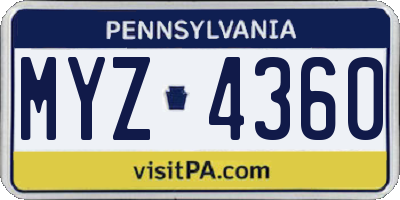 PA license plate MYZ4360