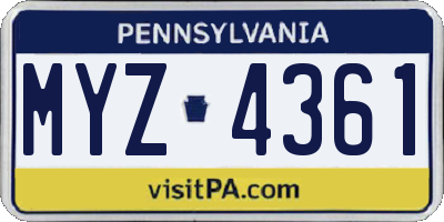 PA license plate MYZ4361