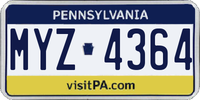 PA license plate MYZ4364