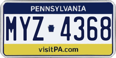 PA license plate MYZ4368
