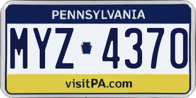 PA license plate MYZ4370