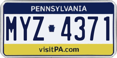 PA license plate MYZ4371