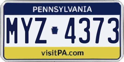 PA license plate MYZ4373