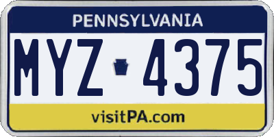 PA license plate MYZ4375