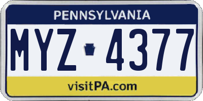 PA license plate MYZ4377